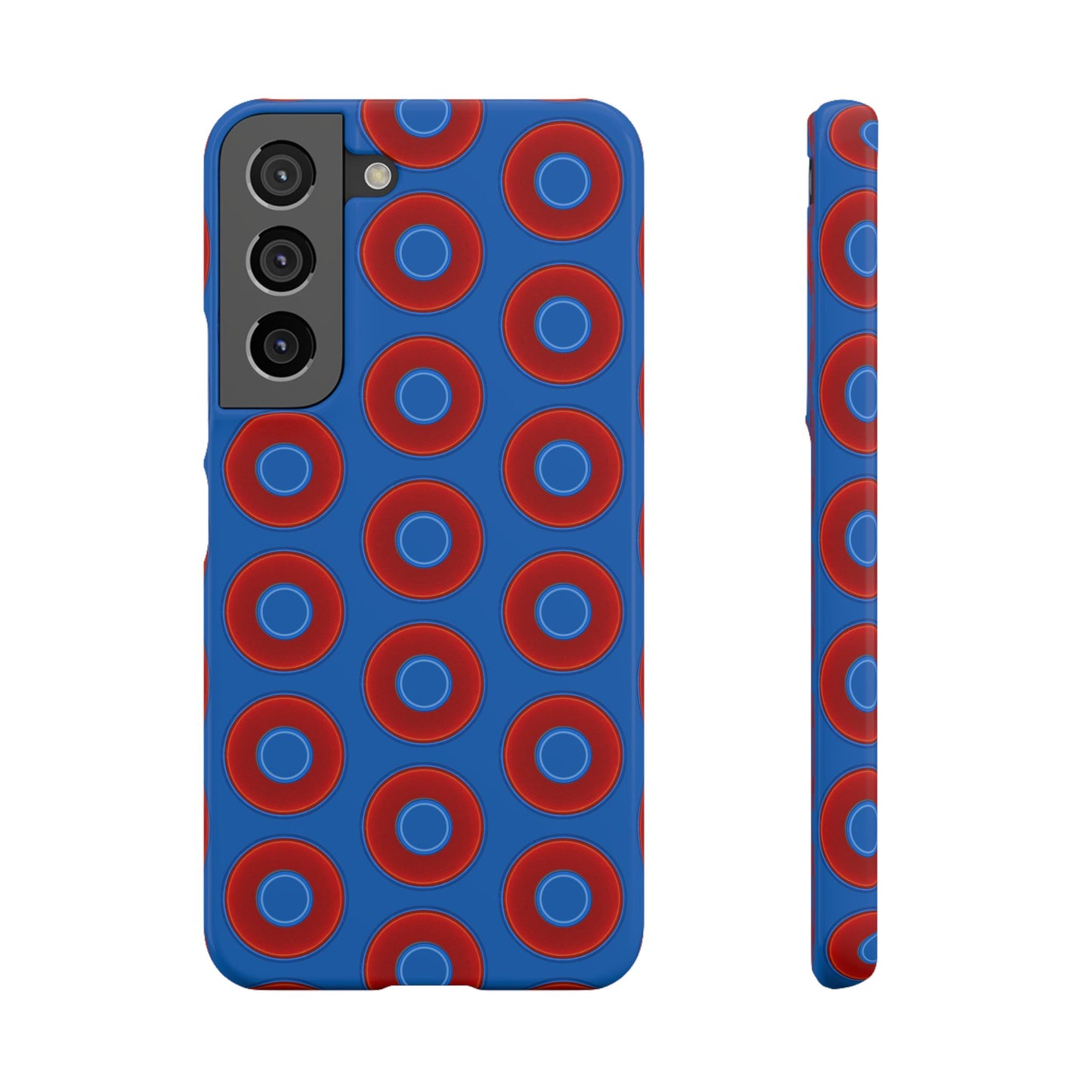 Lumpy Donut Snap Case - red vivid donut print w/dark royal background