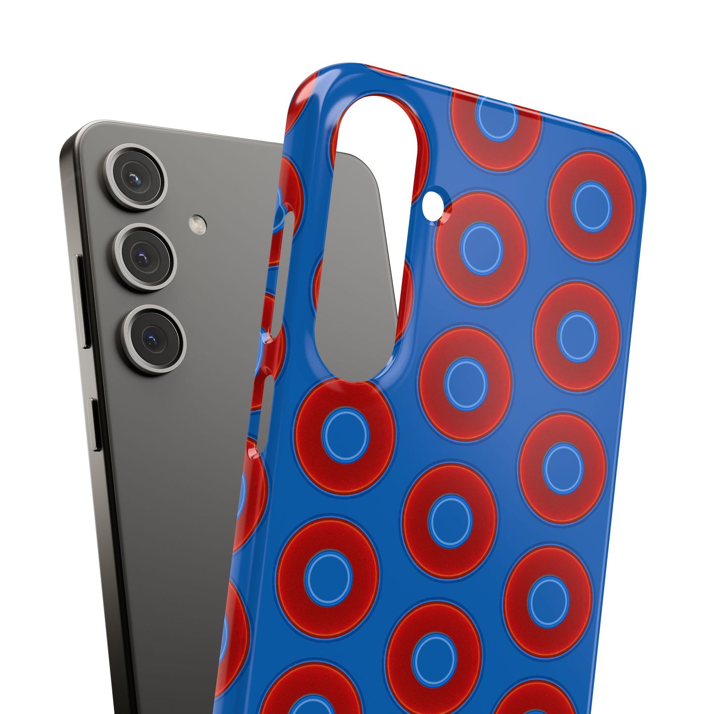 Lumpy Donut Snap Case - red vivid donut print w/dark royal background