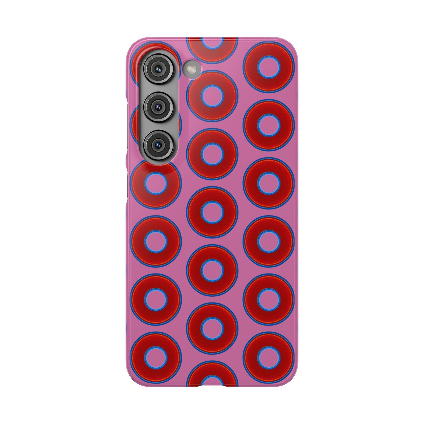Lumpy Donut Snap Case - red vivid donut print w/light pink background