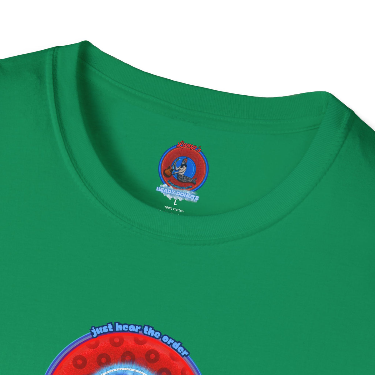 Classic Donut Tee - Unisex Soft-Style - "The Skipper's Donut" - red/blue paradoxical widemouthed donut - variant 1