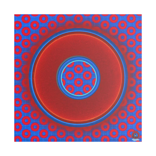 GIANT Donut - Canvas [36" x 36"] - "Donuts within Donuts" - vivid red/blue donut on grid paradox donut background
