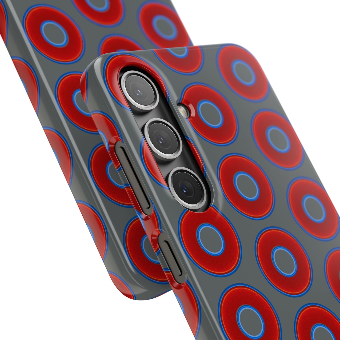 Lumpy Donut Snap Case - red vivid donut print w/dark gray background