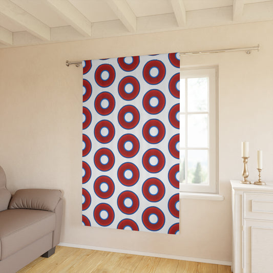 Lump's Heady Curtain w/Donuts - vivid red donut print - w/white background - [*1 Piece / 50" x 84"]