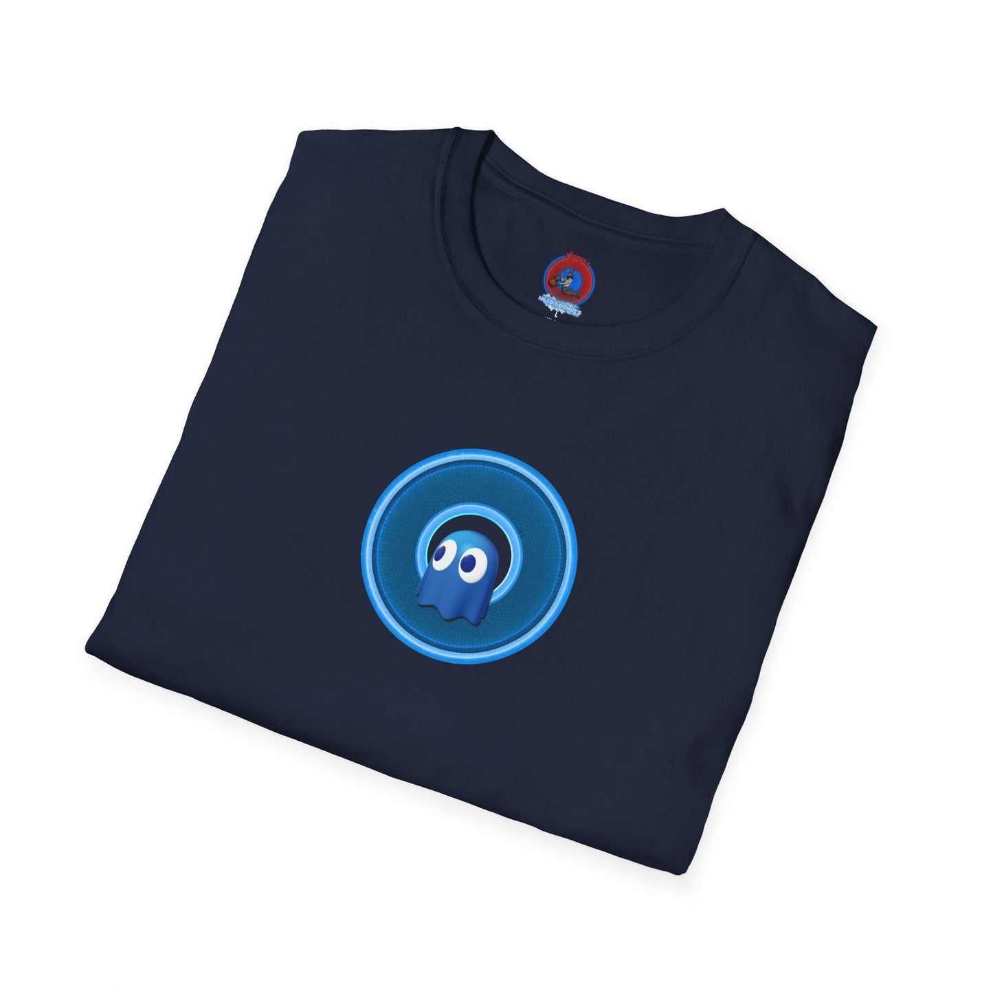Classic Donut Tee - Unisex Soft-Style - "The Story of the Donut - a Ghostly Good Time" - variant 2 - blue/light blue rustic donut