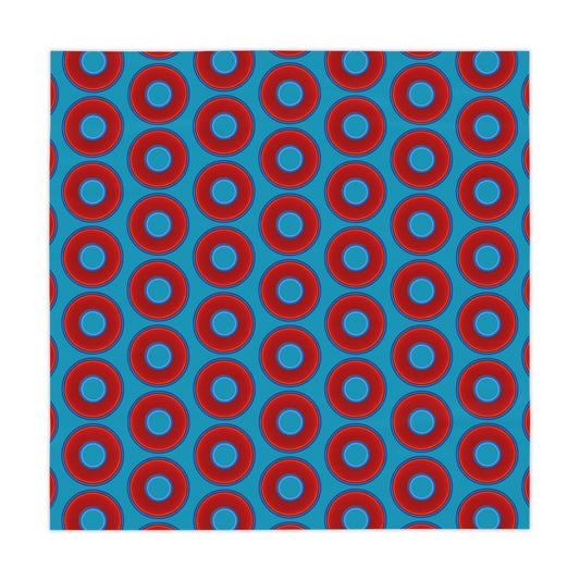 Lumpy Tablecloth - 55.1" x 55.1" - vivid red donuts w/aquamarine blue background