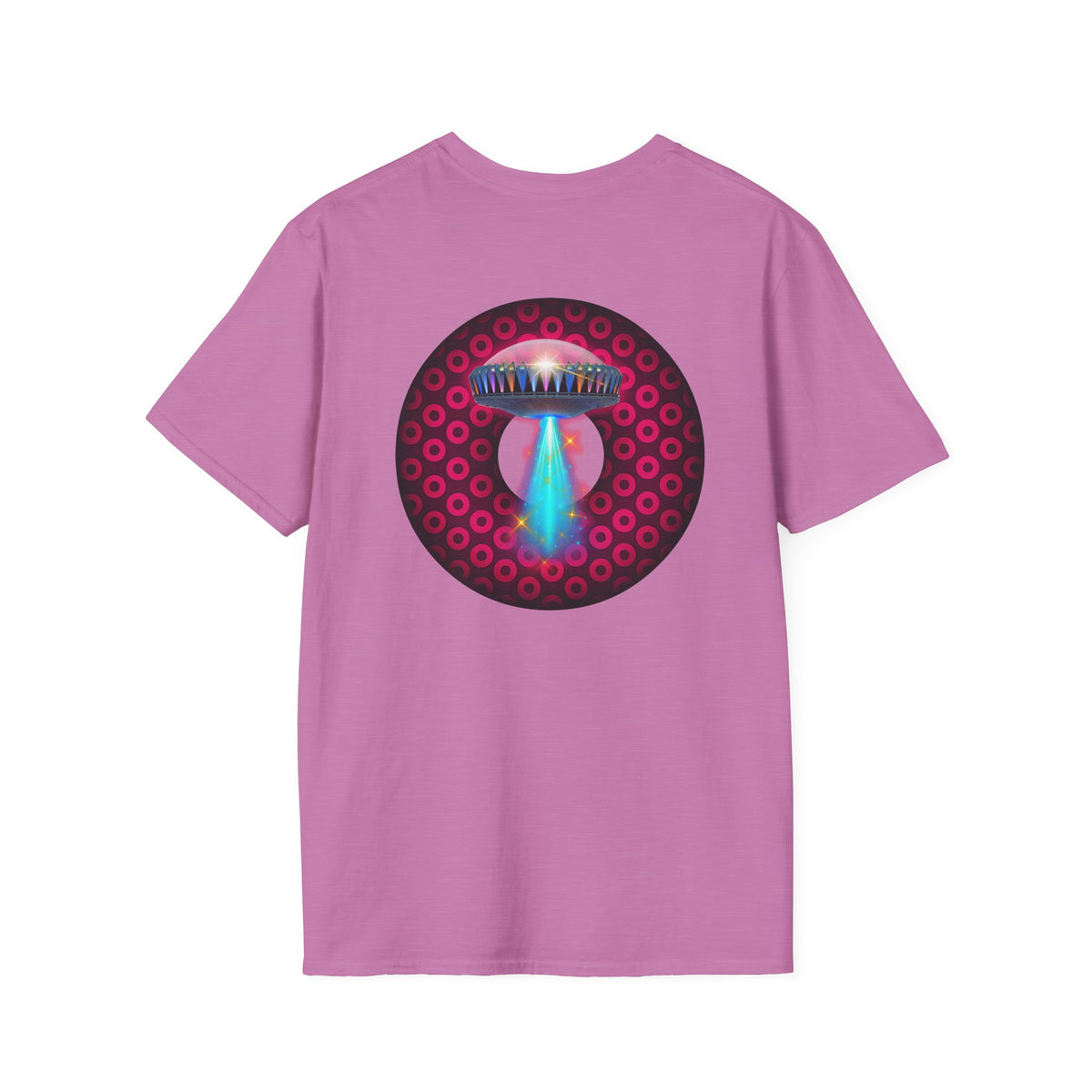 Classic Donut Tee - Unisex Soft-Style - "Donuts now Served on the Mothership" - series 1.0  - variant 2  - red/red paradoxical donut