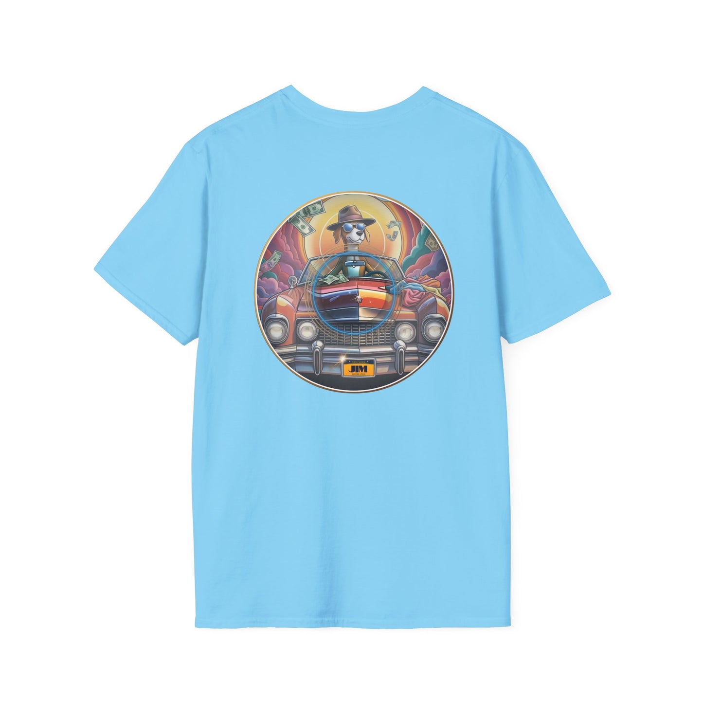 Classic Donut Tee - Unisex Soft-Style - "Jimmy's Marathon Donut Tee" - series 1.0  - variant 2 - orange/purple pic donut