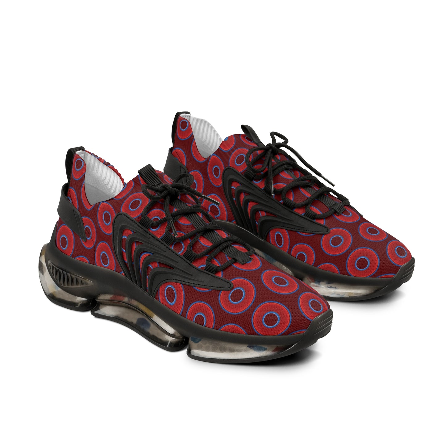 Donut Kicks - red vivid donut print w/dark red background