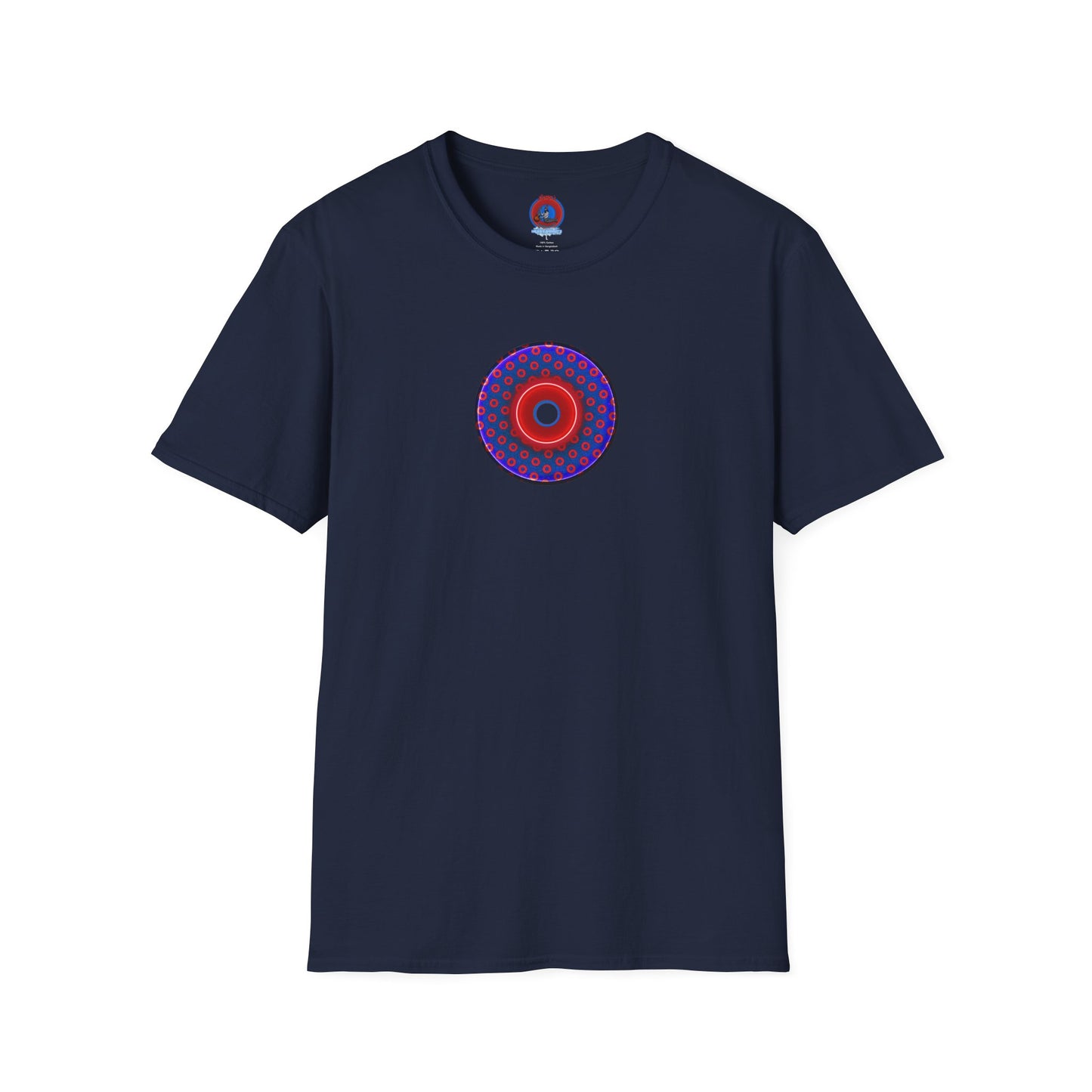 Classic Donut Tee - Unisex Soft-Style - "Vivid Donut inside a Paradox Donut" - blue/red electric paradox donut - variant 1