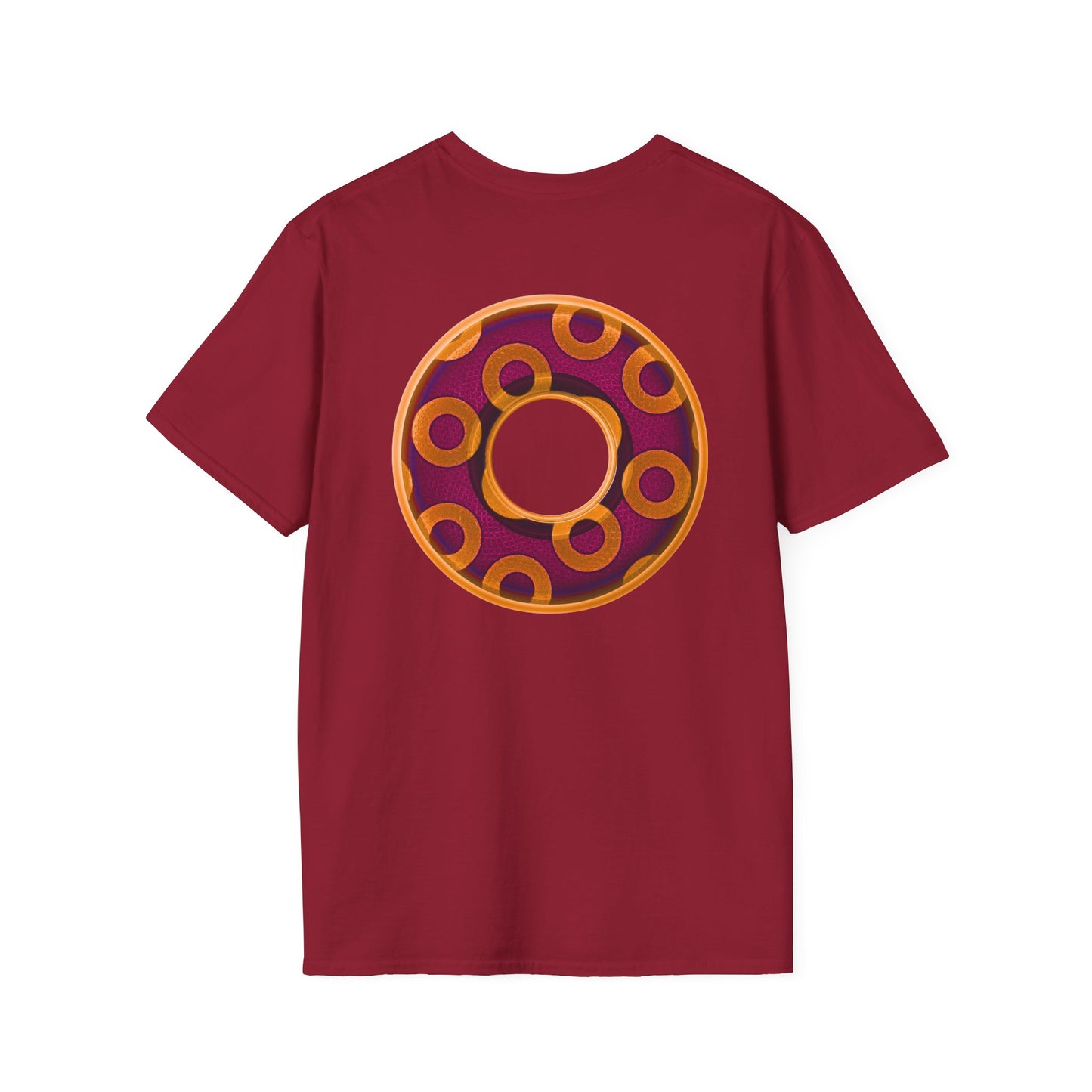Plain Donuts/Unisex Soft-Style - "Plain Rustic Paradoxical Donuts" - orange/burgundy donuts