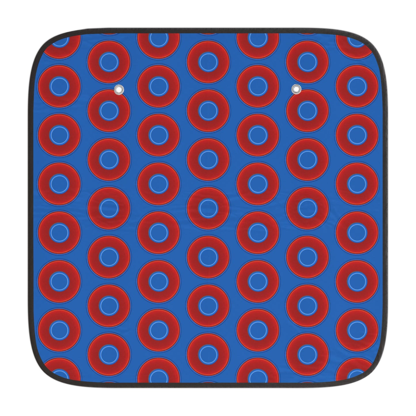 Automotive Donut Sun Shade - red vivid donuts w/dark royal blue background