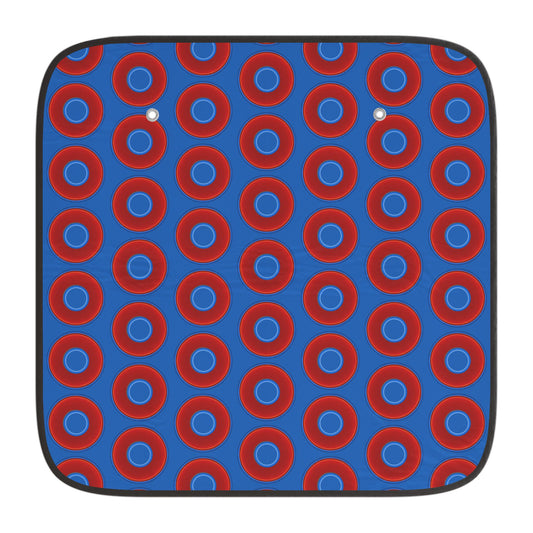 Automotive Donut Sun Shade - red vivid donuts w/dark royal blue background