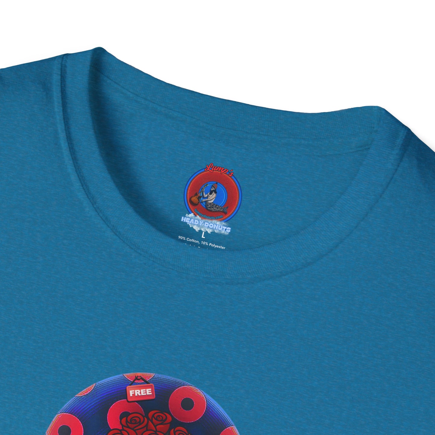 Classic Donut Tee - Unisex Soft-Style - "Donuts of Phreedom" - red/blue paradoxical blimpy donut