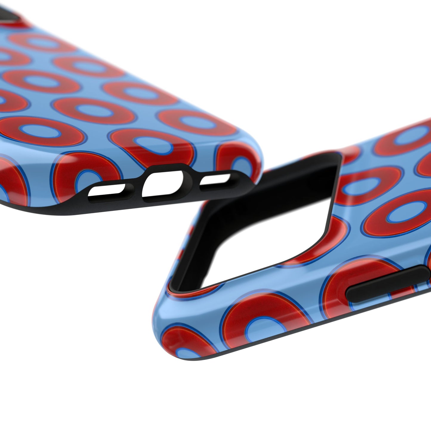 Impact-Resistant Lumpy Donut Case - red vivid donut print w/light blue background