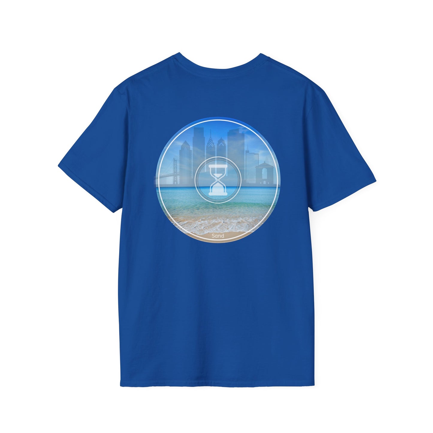 Classic Donut Tee - Unisex Soft-Style - "Philly Special: Still Loading Sand" - vivid blue  pic donut - variant 1