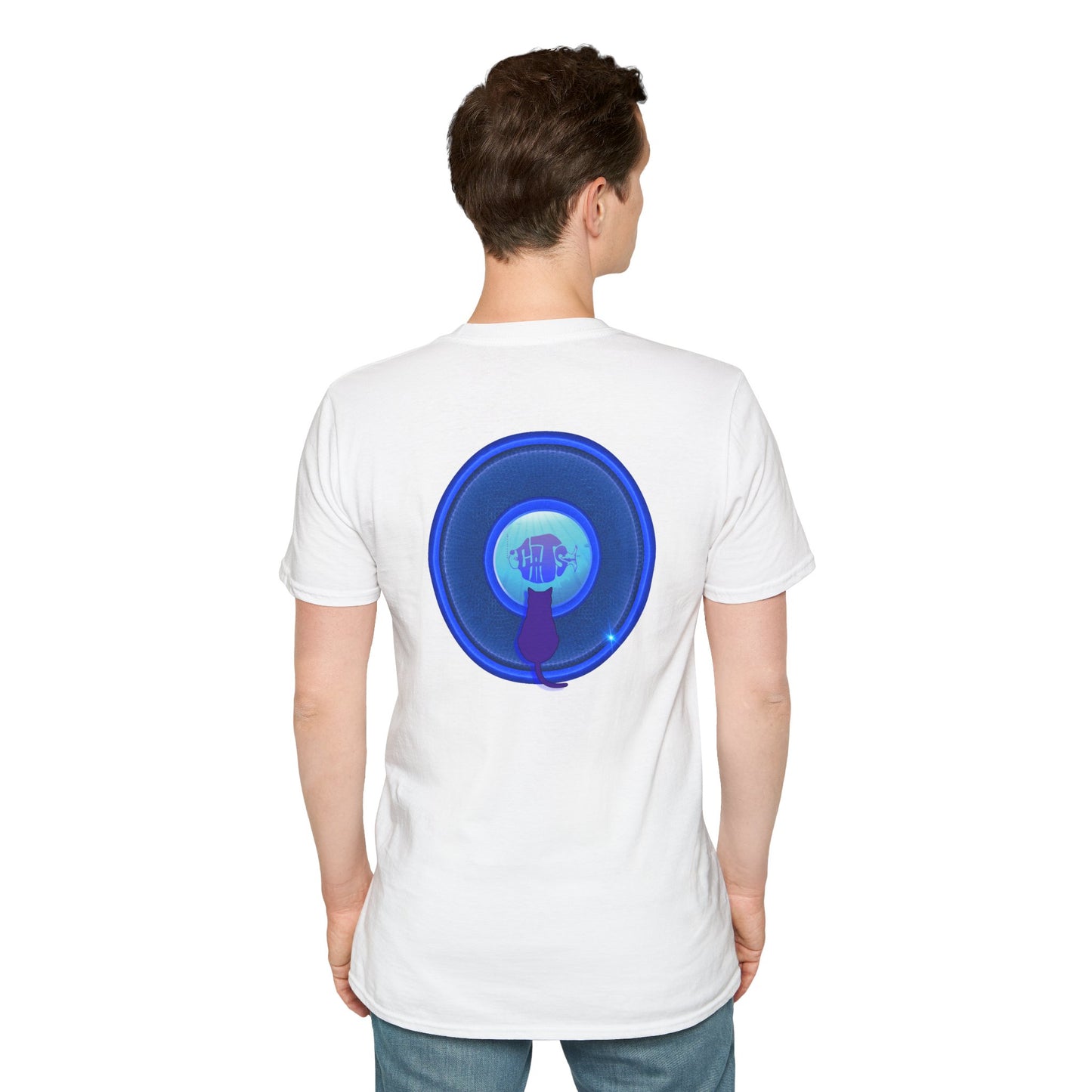 Classic Donut Tee - Unisex Soft-Style - "Cats: The Donut" - rustic blue/blue donut - variant 2
