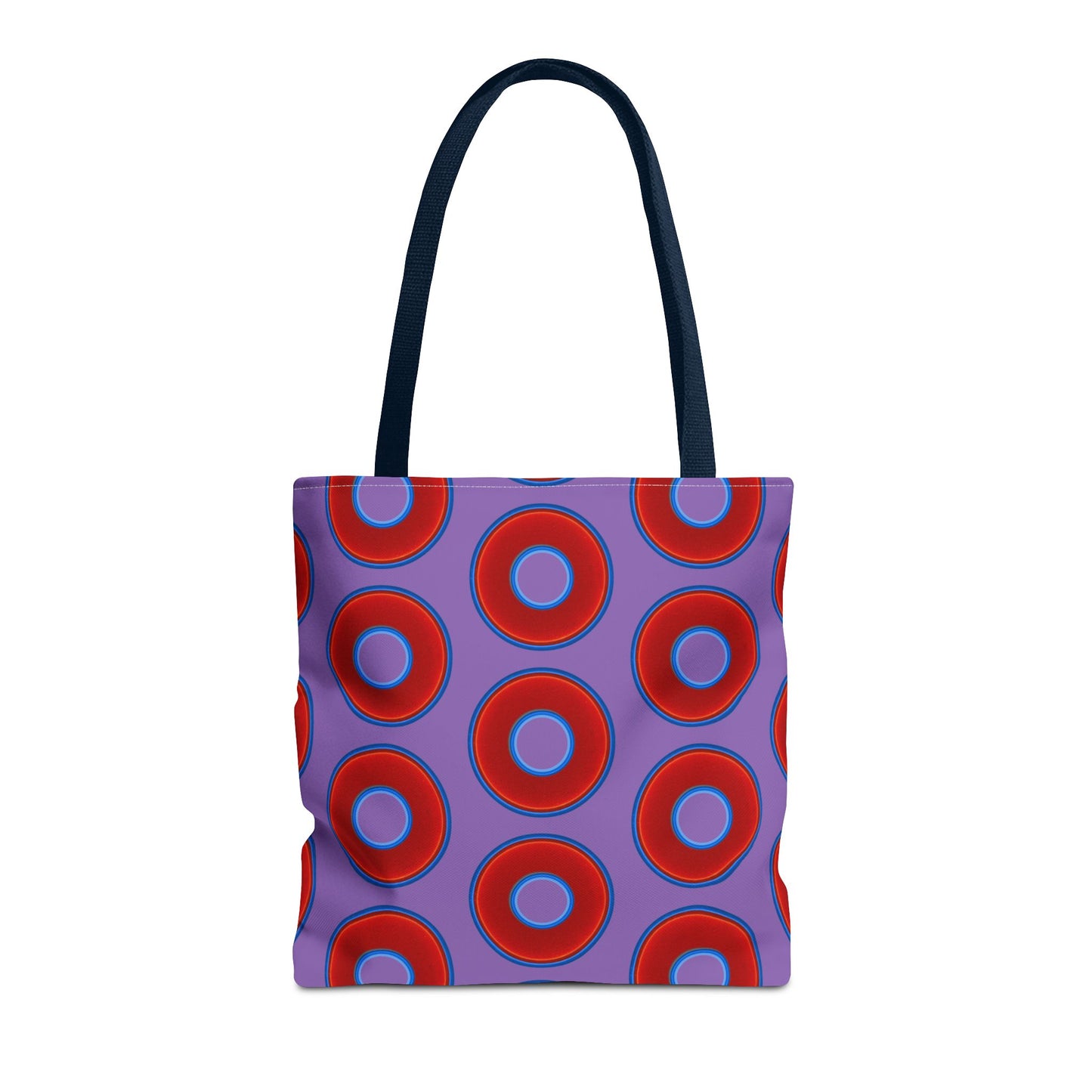 Lumpy Beach/Tote Bag - red vivid donuts w/light purple background
