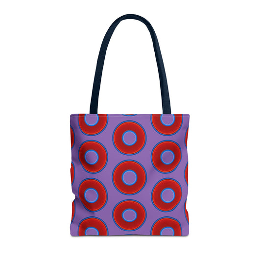 Lumpy Beach/Tote Bag - red vivid donuts w/light purple background