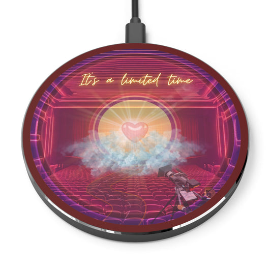 The Flow - Wireless Lumpy Donut Chargers - "The Wireless Donut of Life" - vivid magenta pic donut w/dark red background - variant 2