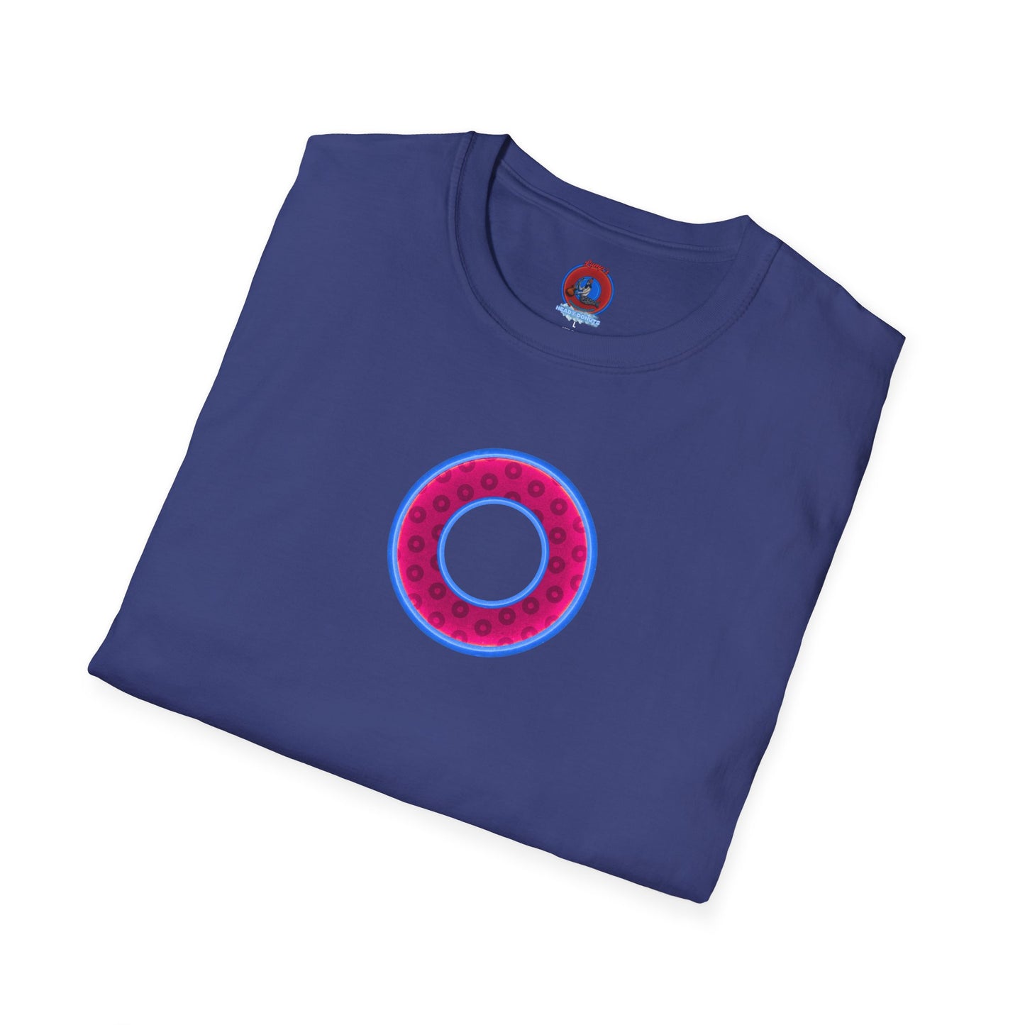 Plain Donuts/Unisex Soft-Style - "Plain Wide Mouthed Paradoxical Donuts" - bright magenta/light blue royal blue donuts