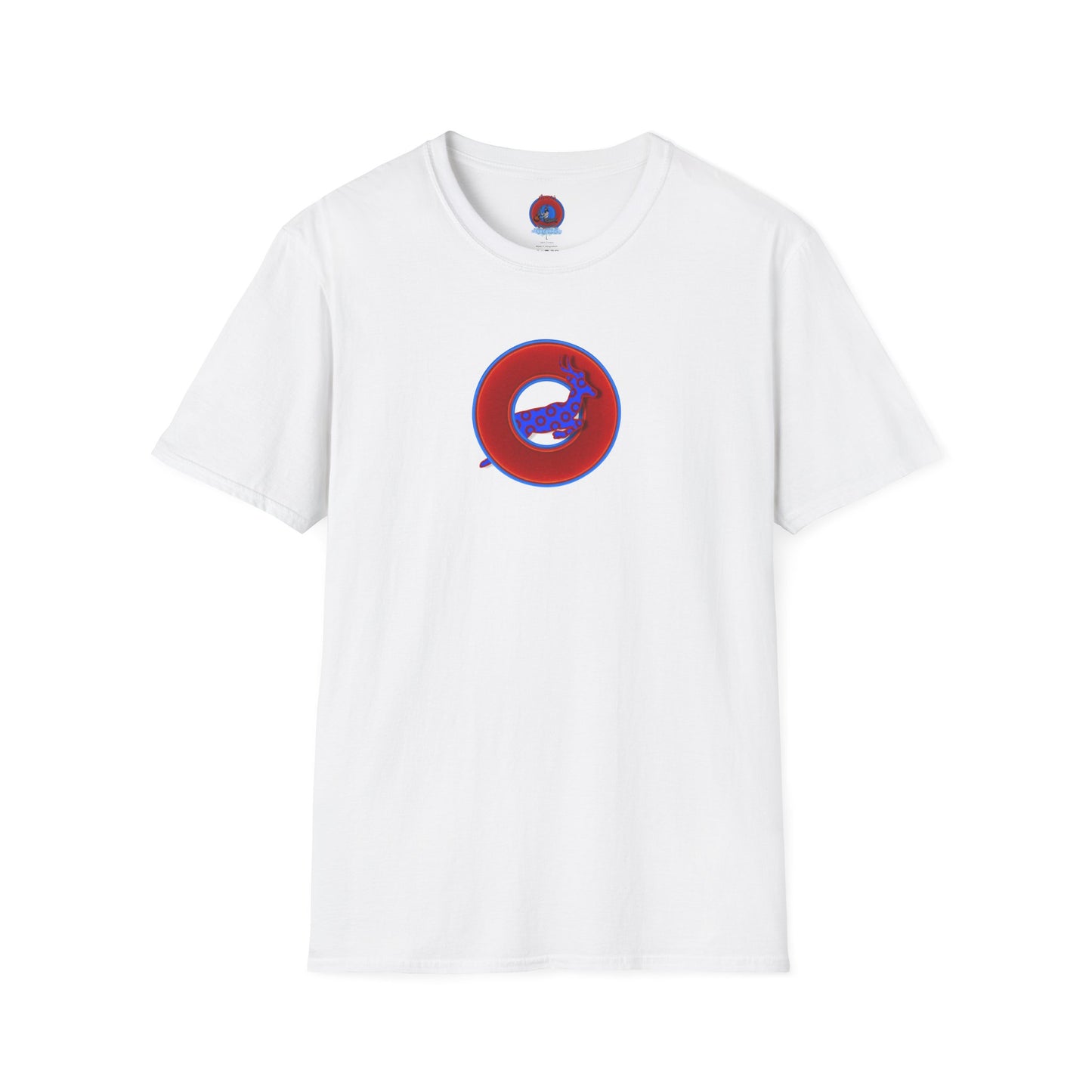 Classic Donut Tee - Unisex Soft-Style - "Out of Control Donut" - vivid red donut - variant 2 "jumping on through"