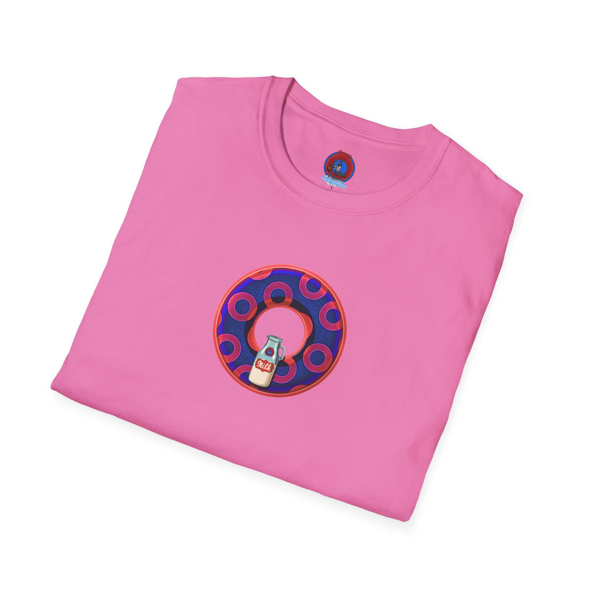 Classic Donut Tee - Unisex Soft-Style - "Wooked Cream - YEMSG Donut " - dark electric blue/red rustic paradox donut - variant 2
