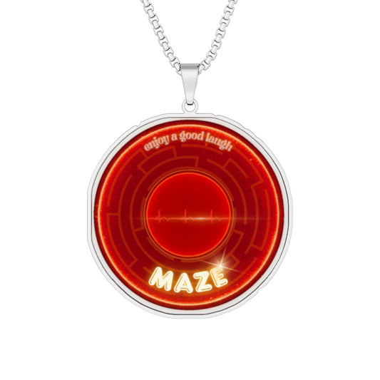 Lump's Heady Donut Necklace - 1" x 1" Stainless Steel Pendant - "The Amazing Donut Necklace" - vivid red donut - variant 1