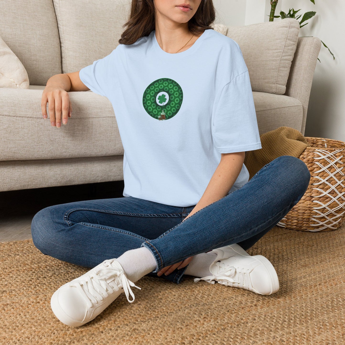 Classic Donut Tee - Unisex Soft-Style - "Patron Saint of Donuts" - St. Patrick's Day Donut - w/whiskey - holiday edition - variant 2