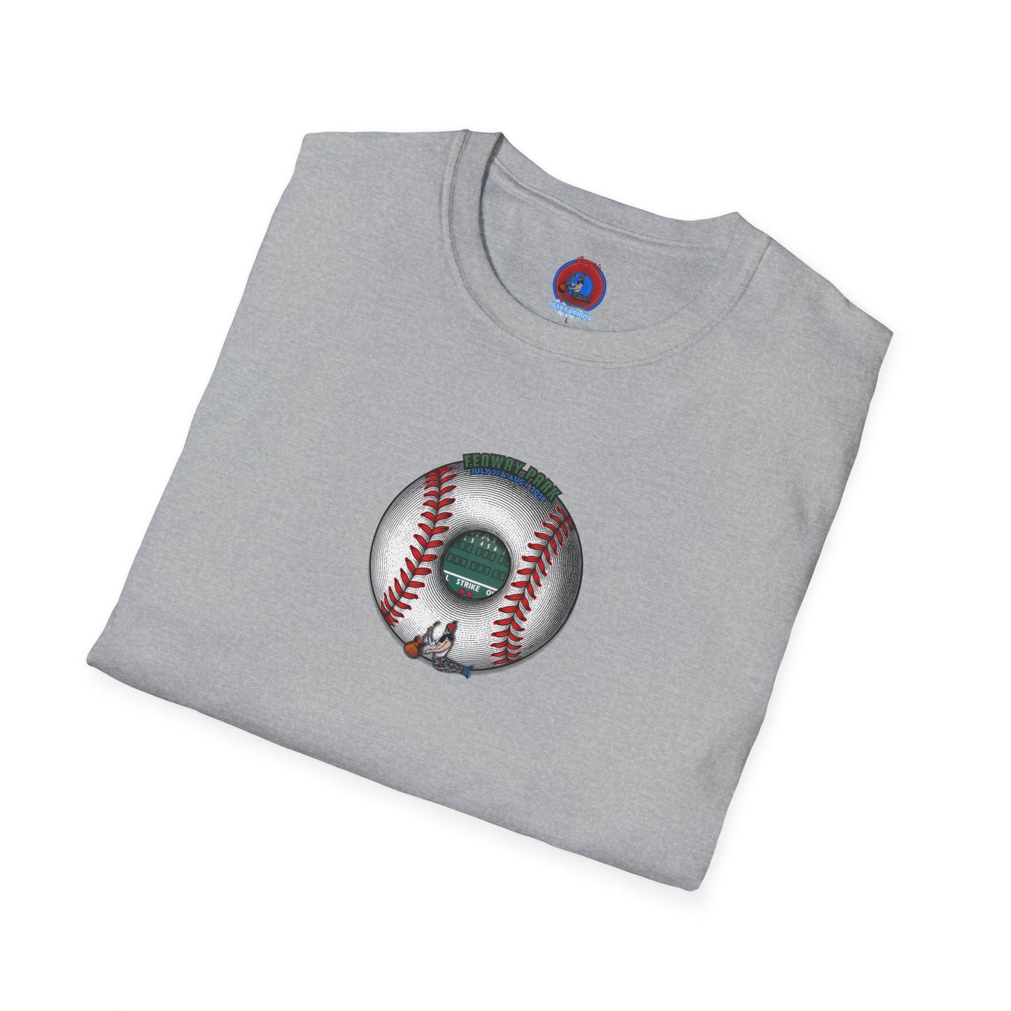 Classic Donut Tee - Unisex Soft-Style - "Phenway Ballpark Donuts" - white/red major league donut - variant 6