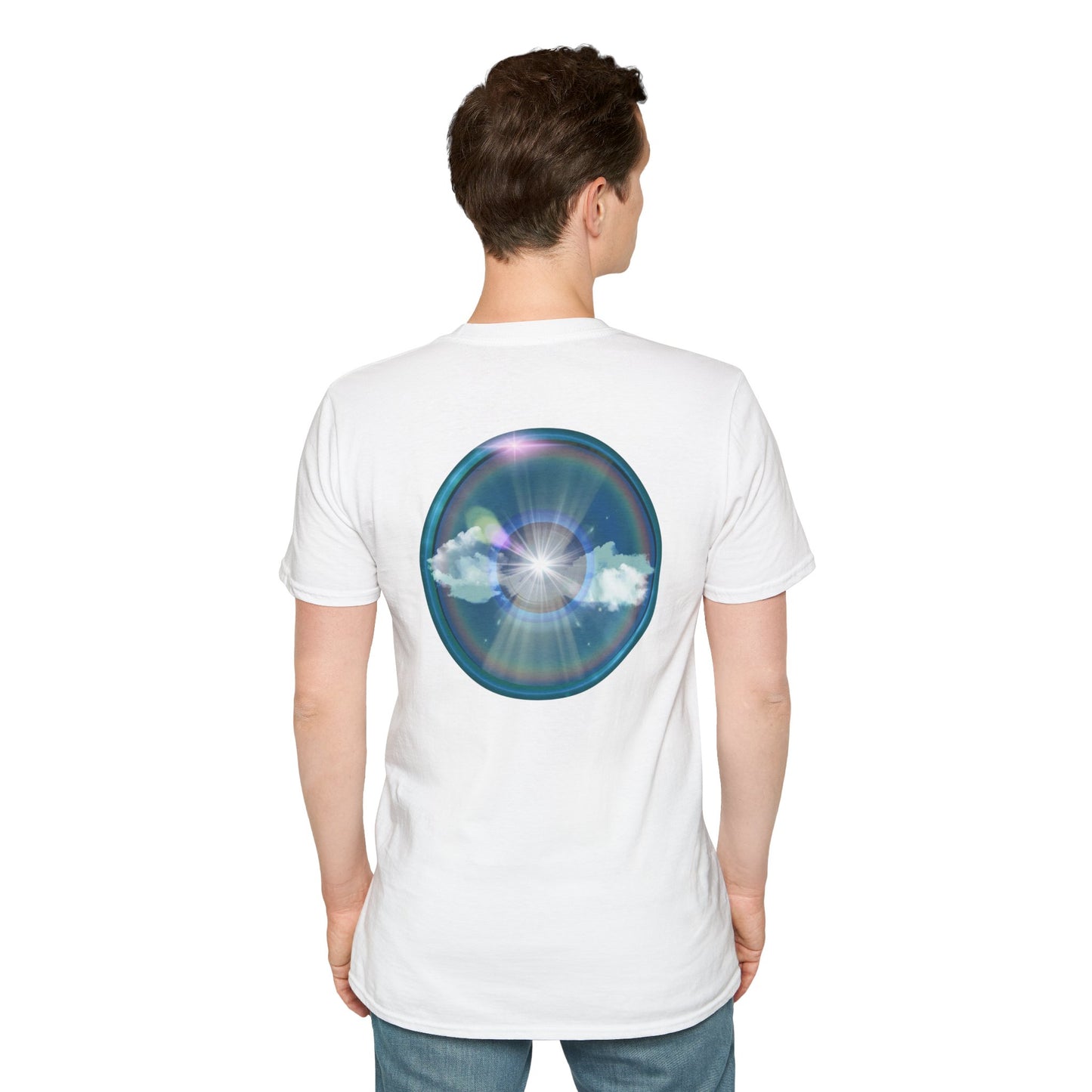 Classic Donut Tee - Unisex Soft-Style - "The Original Divided Donut' - light blue sky donut