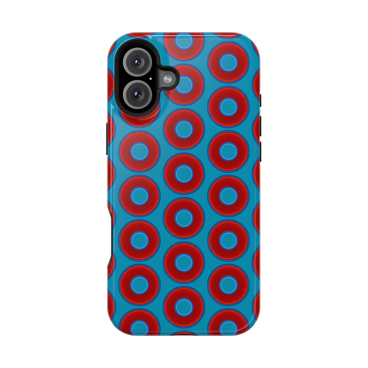 Magnetic Tough Donut Case - red vivid donut print w/aquamarine blue background