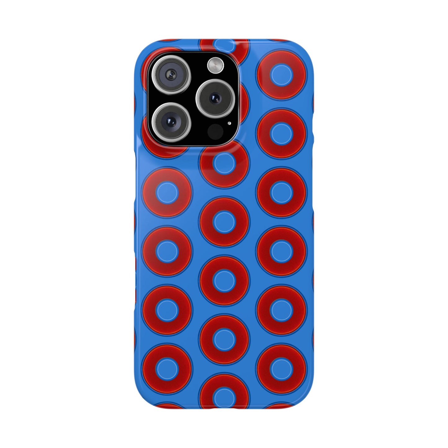 Lumpy Donut Snap Case - red vivid donut print w/light royal blue background