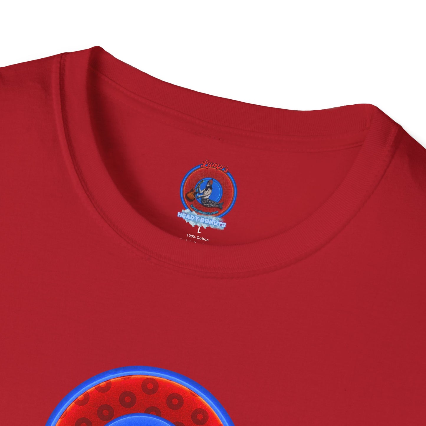 Classic Donut Tee - Unisex Soft-Style - "Read the F'ing Donut Book" - paradoxical widemouthed red/blue donut - variant 2