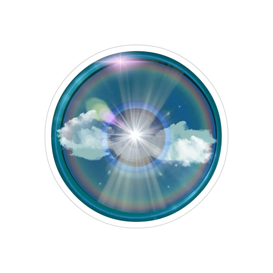 Donut Bumper/Outdoor Sticker - "The Divided Donut" - series 1.0 - variant 3 - simple sky - [Die-Cut] 6"x 6"