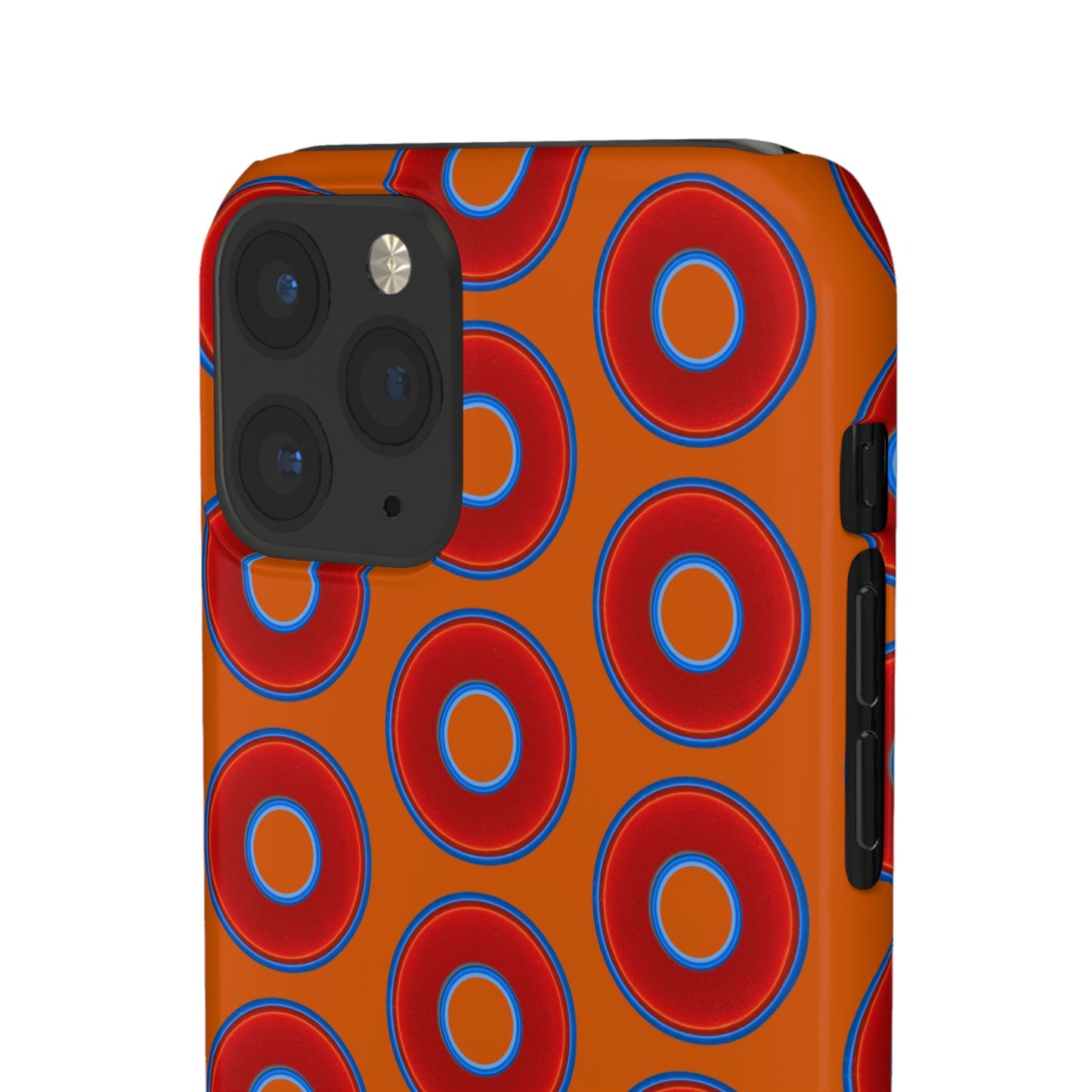 Lumpy Donut Snap Case - red vivid donut print w/dark orange background