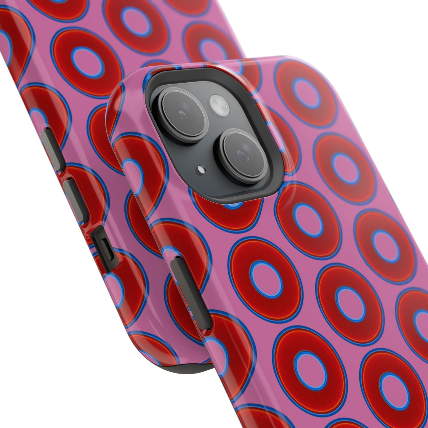 Magnetic Tough Donut Case - red vivid donut print w/pink background