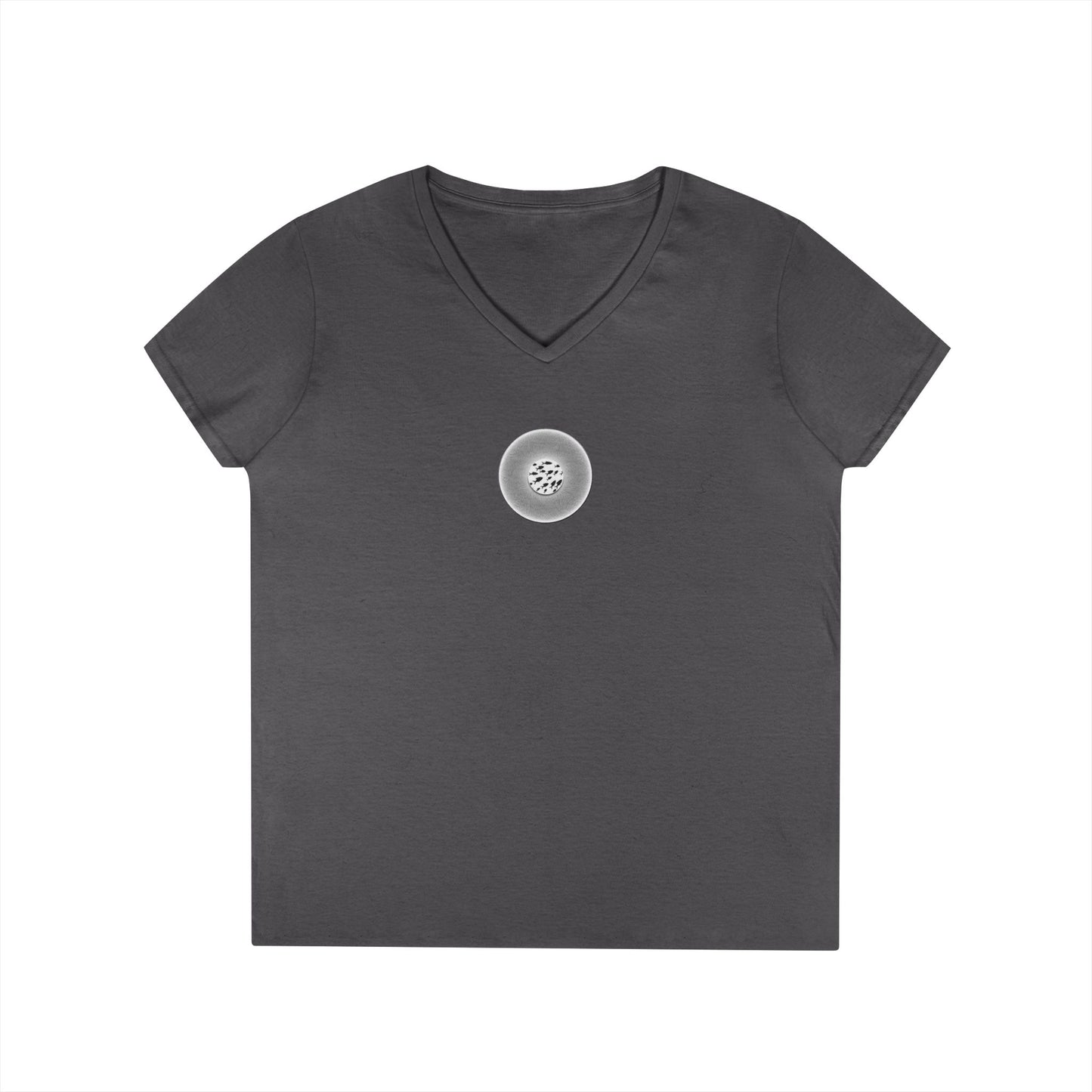 Women's Donut V-Neck Tee - "If I'm Swimming By" - variant 1 - white/black phatty donut w/