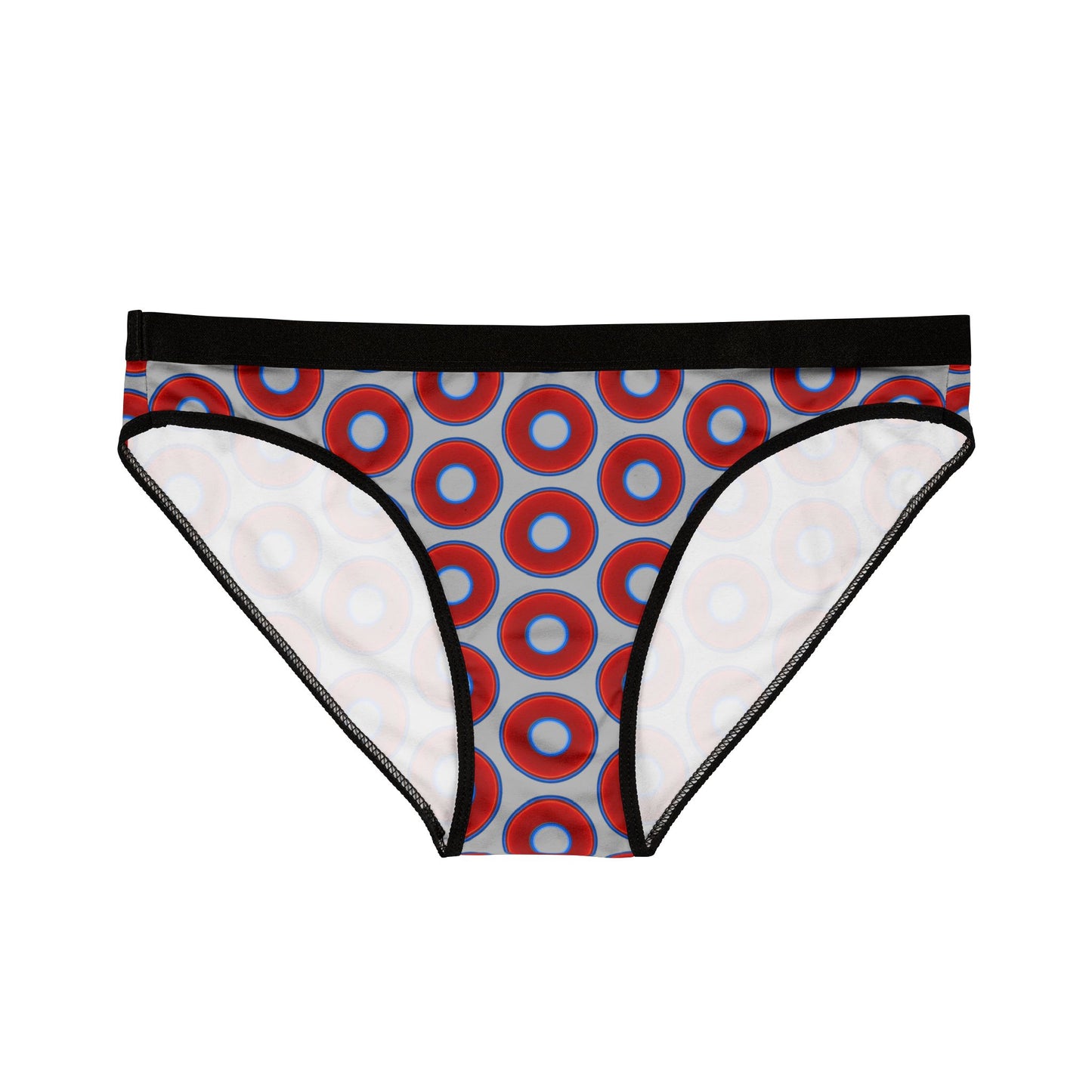 Lumpy Donut Underwear - vivid red donut print w/light gray background