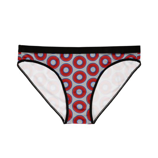 Lumpy Donut Underwear - vivid red donut print w/light gray background