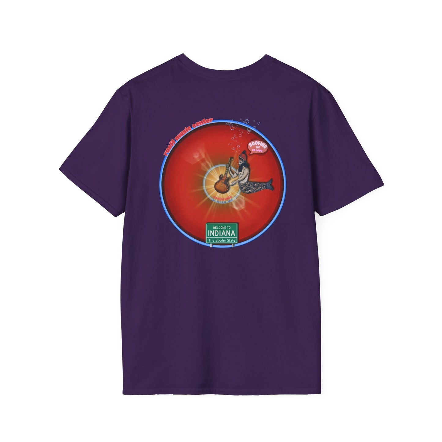 Classic Donut Tee - Unisex Soft-Style - "Indiana is for Boofers" - vivid red/blue plumpy donut - variant 1 - w/toppings