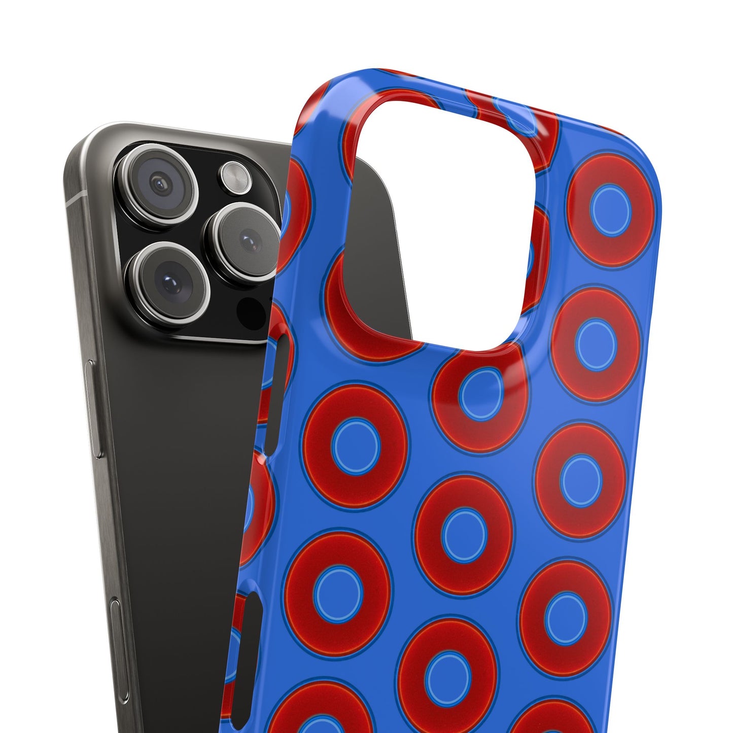 Lumpy Donut Snap Case - red vivid donut print w/medium royal blue background