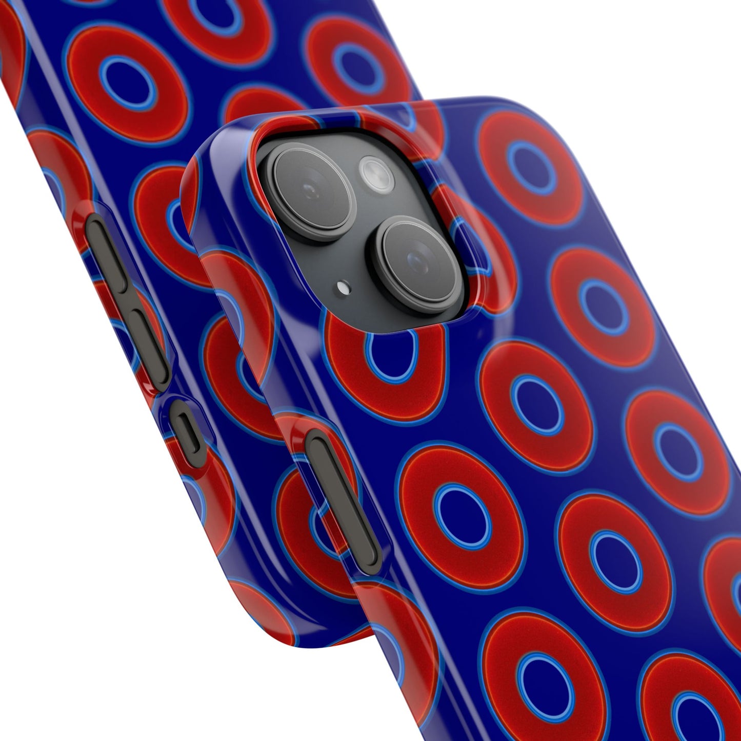 Lumpy Donut Snap Case - red vivid donut print w/vivid navy blue background