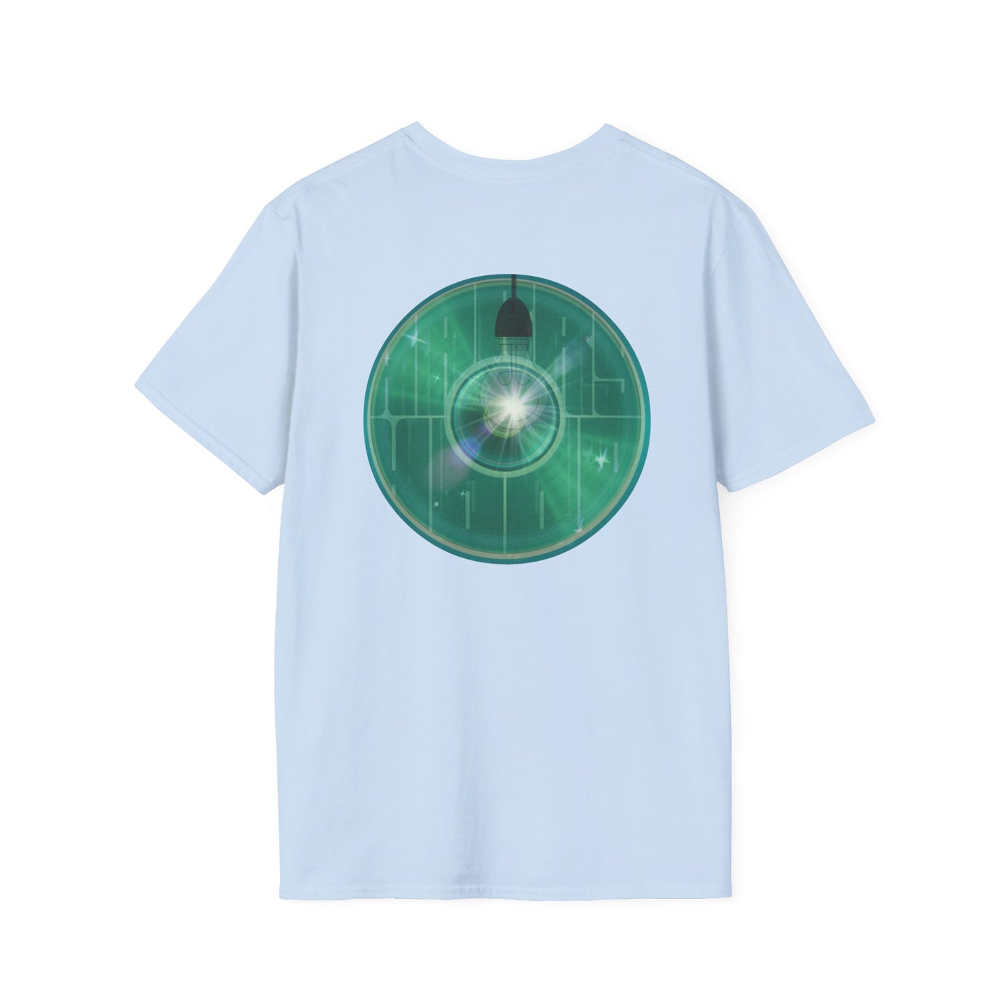 Classic Donut Tee - Unisex Soft-Style - "Harry's Hoodlum Donut" - series 1.0  - variant 4 - lights on/green donut(s)