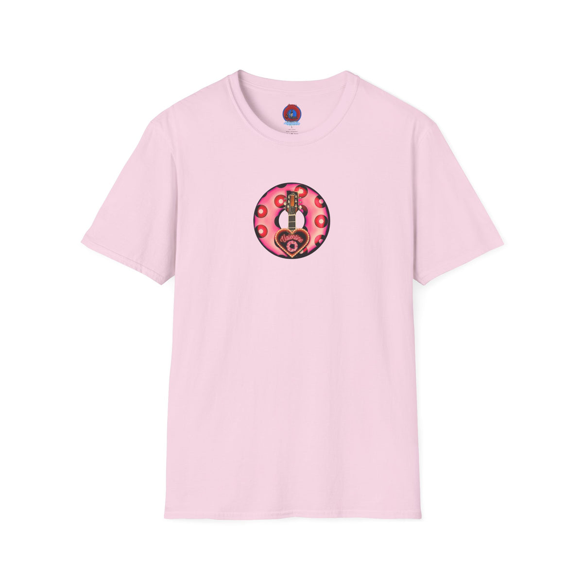 Classic Donut Tee - Unisex Soft-Style - "Would You Be My Donut?" - paradoxical faded magenta/red donut - variant 1