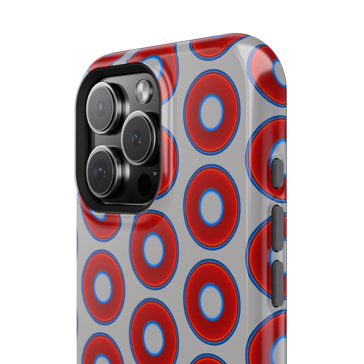 Impact-Resistant Lumpy Donut Case - red vivid donut print w/light gray background