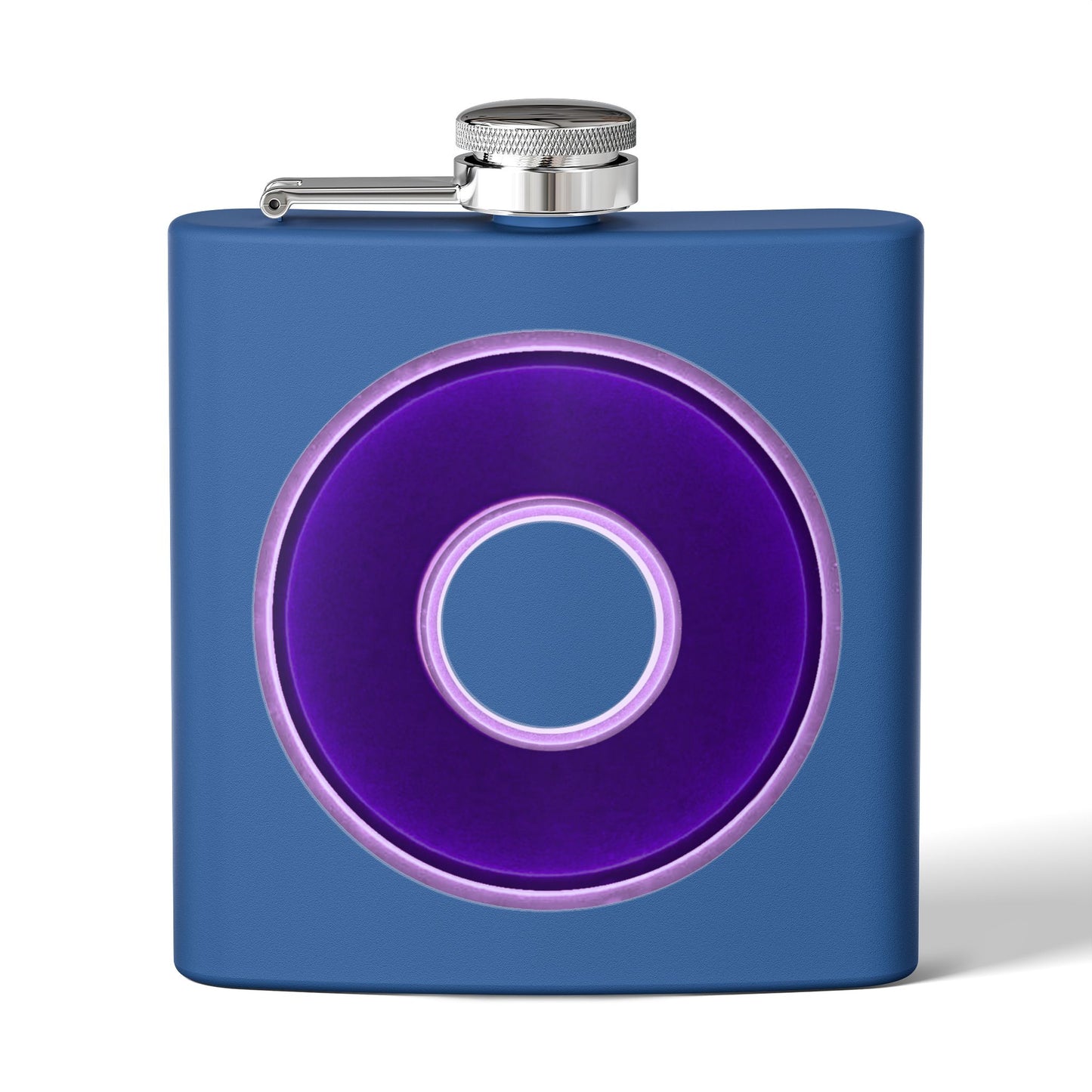 Lump's Donut Flask 6 oz - Vivid dark purple/light purple donut - [*w/your choice of 5 backgrounds]
