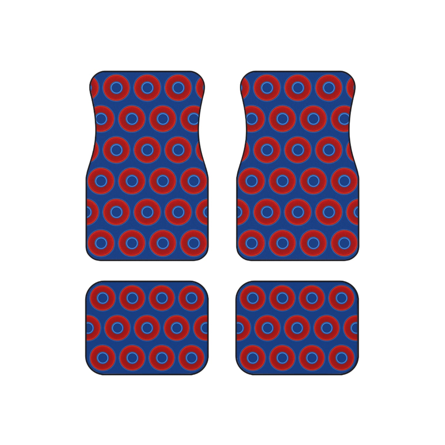 Contacted Car Mats - vivid donut print w/dark blue background