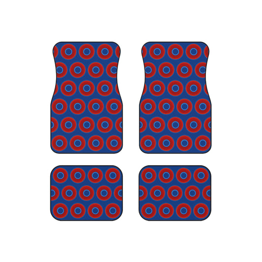 Contacted Car Mats - vivid donut print w/dark blue background