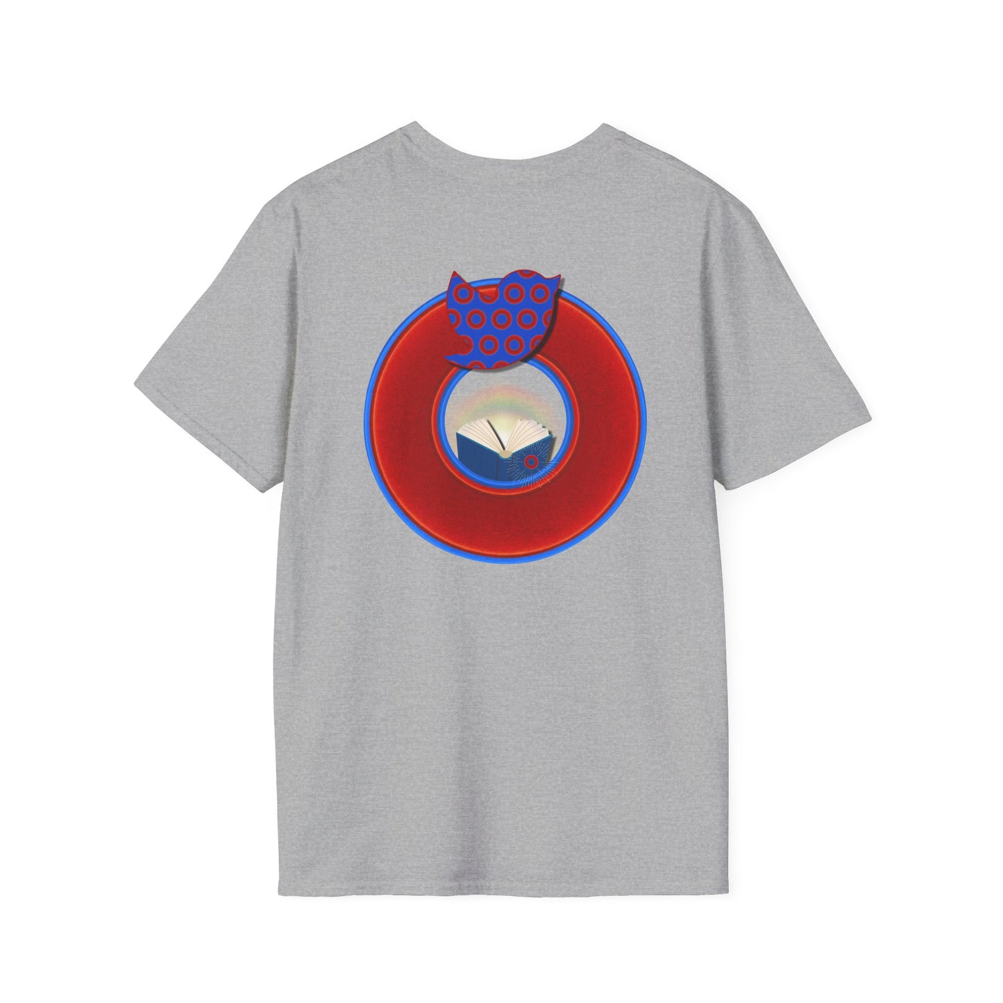 Classic Donut Tee - Unisex Soft-Style - "Phamous Mocking Donut" - vivid red/blue donut