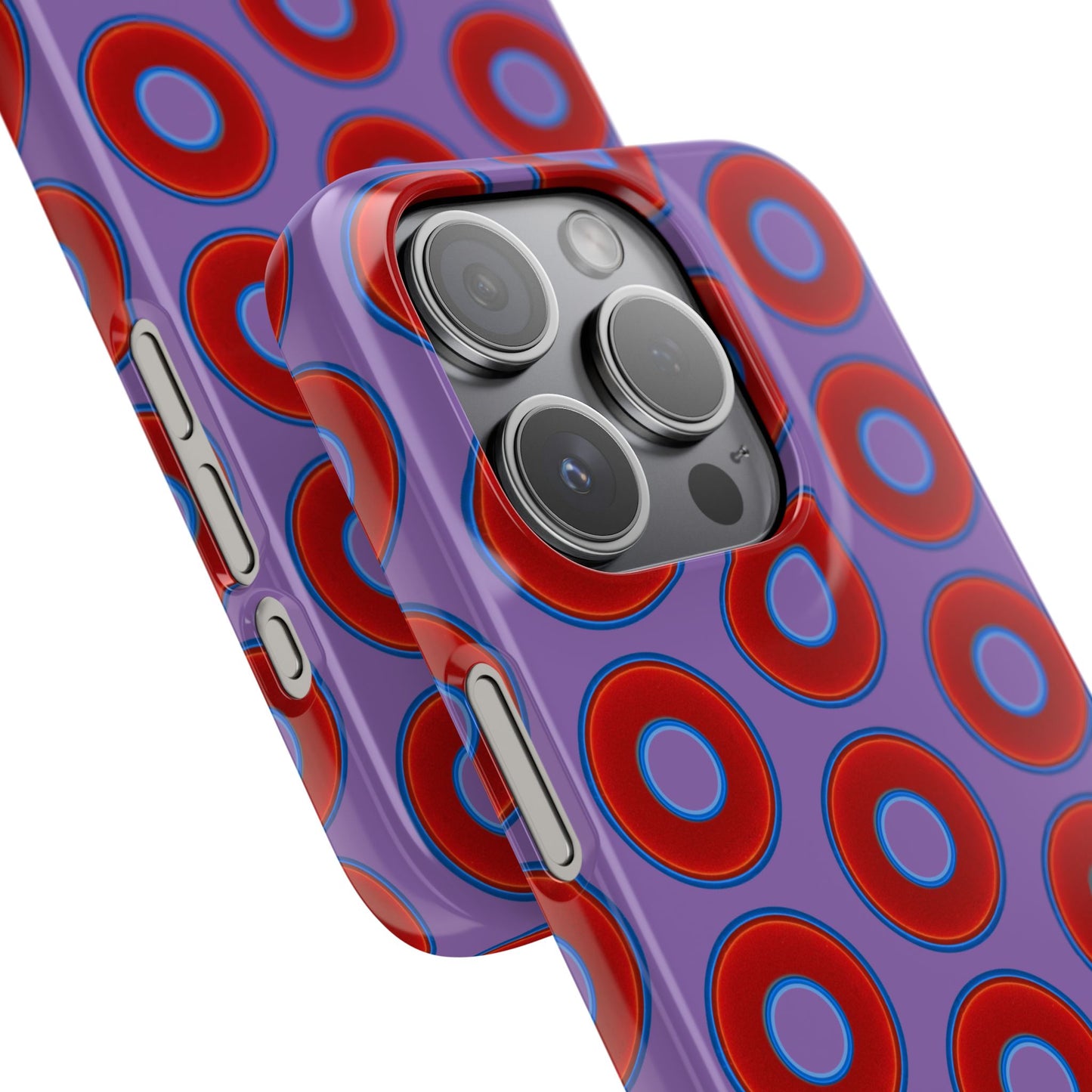 Lumpy Donut Snap Case - red vivid donut print w/light purple background